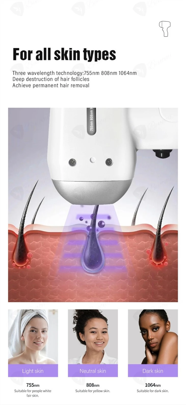 4 Wavelengths Hair Removal Laser Machine